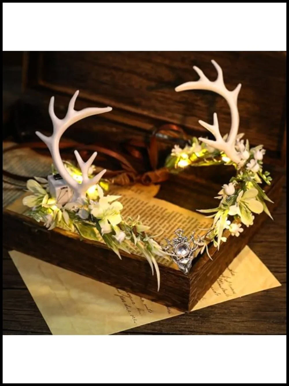 Light Up Antler Crown Woodland Elf Crown Renaissance Fair Costume Headpiece